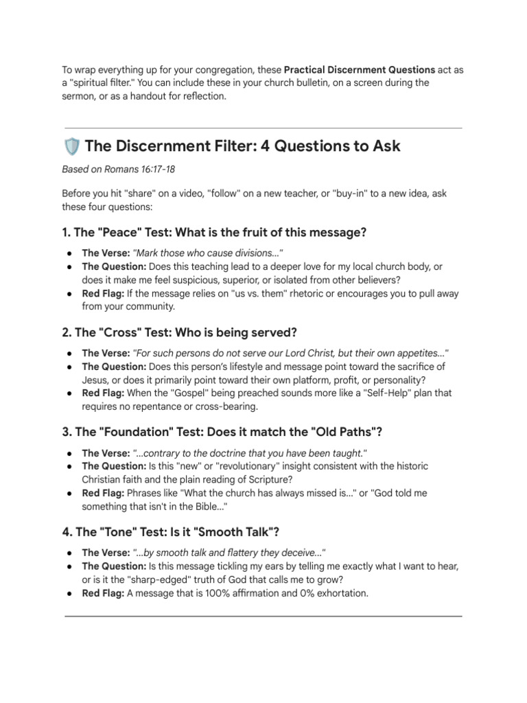 Spiritual Discernment Questions Guide | PDF
