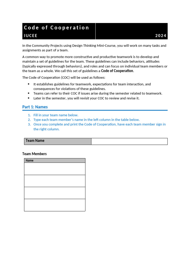 Design Thinking Team Cooperation Guide | PDF | Social Psychology ...