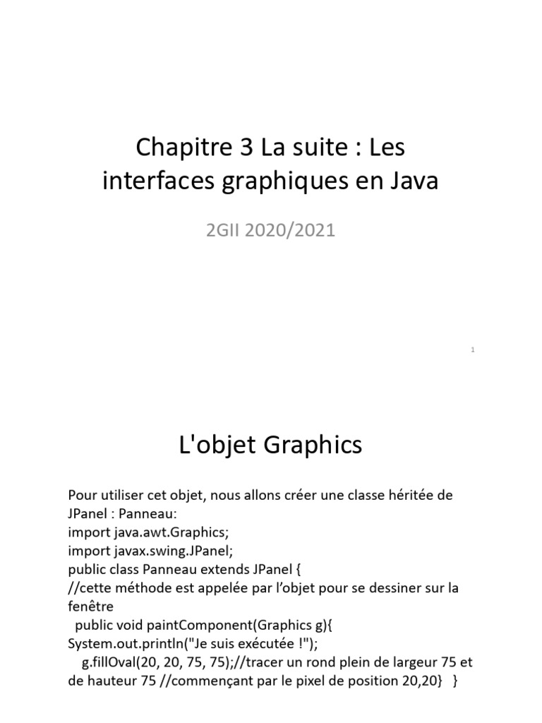 Interfaces graphiques Java : objets Graphics | PDF