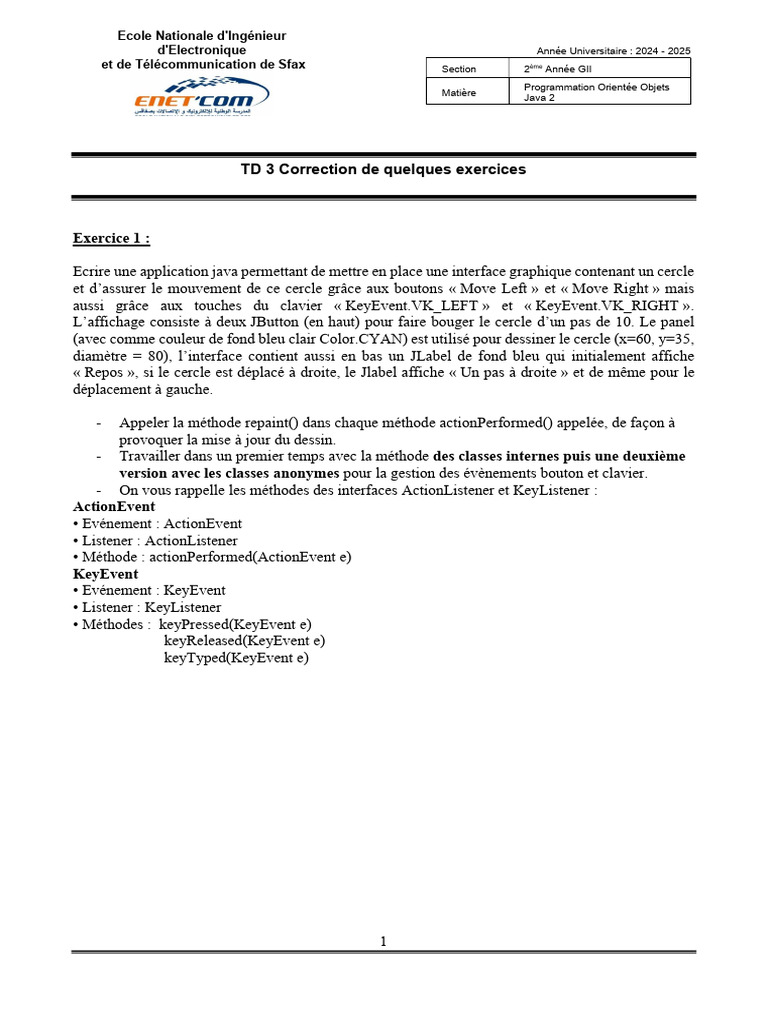 Interface graphique Java : Mouvement et calculs | PDF | Java (Langage ...