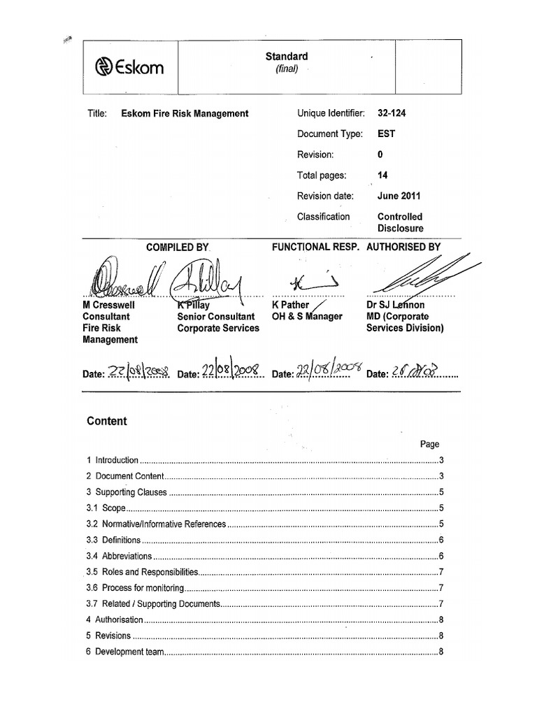 Eskom Fire Risk Management Guidelines | PDF | Fire Safety | Business