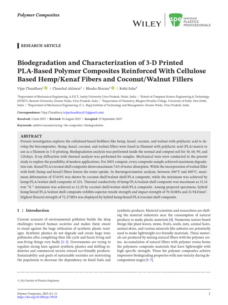 Biodegradation and Characterization of 3-D Printed | PDF | Composite ...