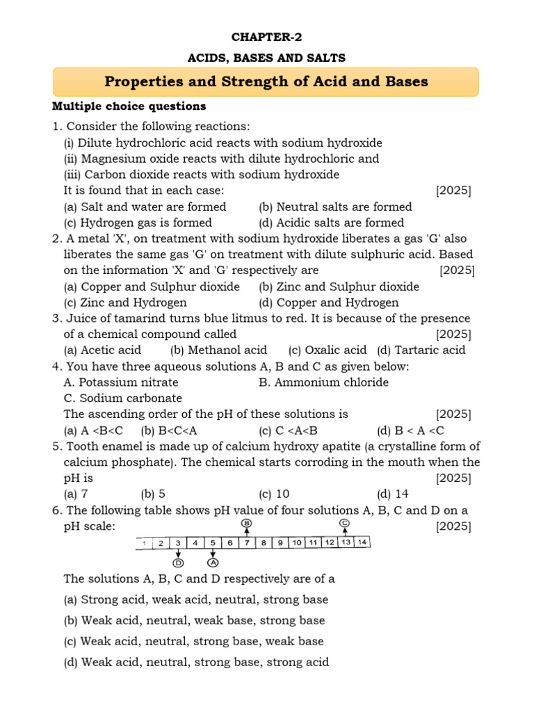 Acid-Base Properties and Reactions Quiz | PDF | Sodium Carbonate | Acid