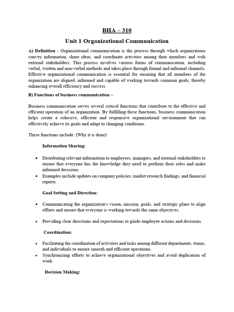 Unit 1 Organisational Communication | PDF | Communication | Information
