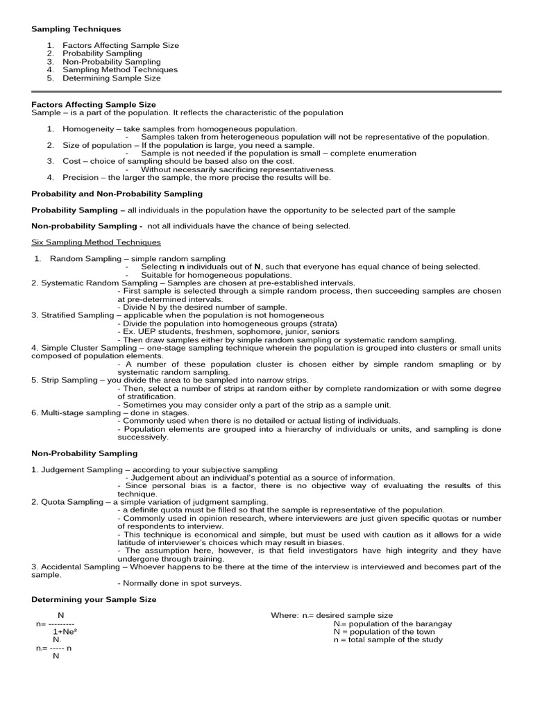 Essential Sampling Techniques Guide | PDF | Sampling (Statistics ...