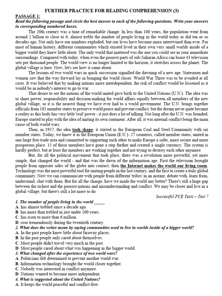 Further Practice for Reading Comprehension 03 (1) | PDF | Science ...
