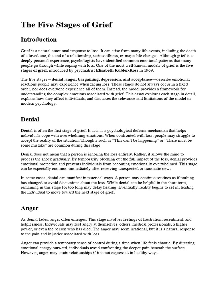 The Five Stages of Grief | PDF | Grief | Anger
