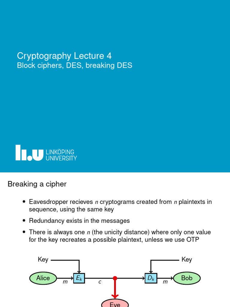 Crypto Lecture 04 | PDF | Cipher | Cryptography