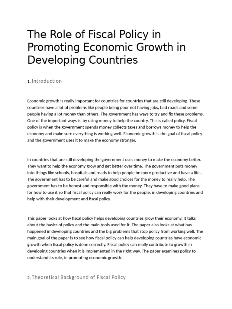 The Role of Fiscal Policy in Promoting Economic Growth in Developing ...