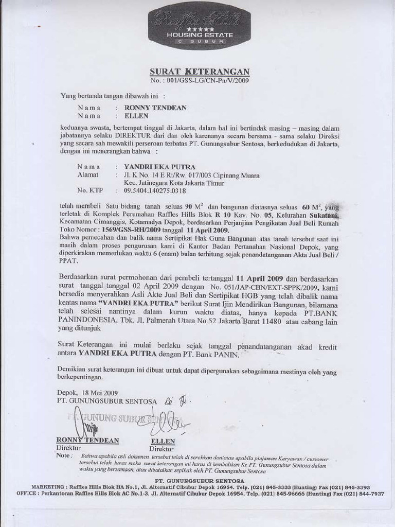 Data Rumah Raffles Hills | PDF