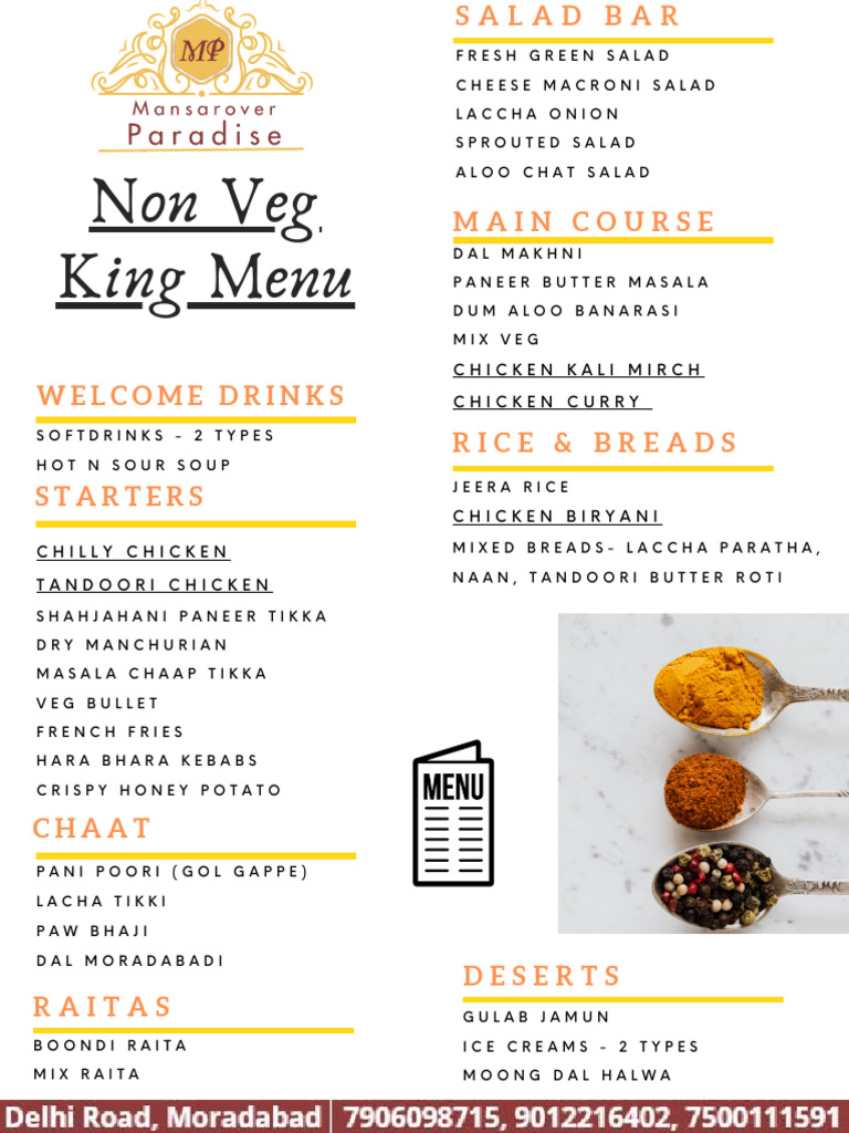 Indian Cuisine Menu Highlights | PDF