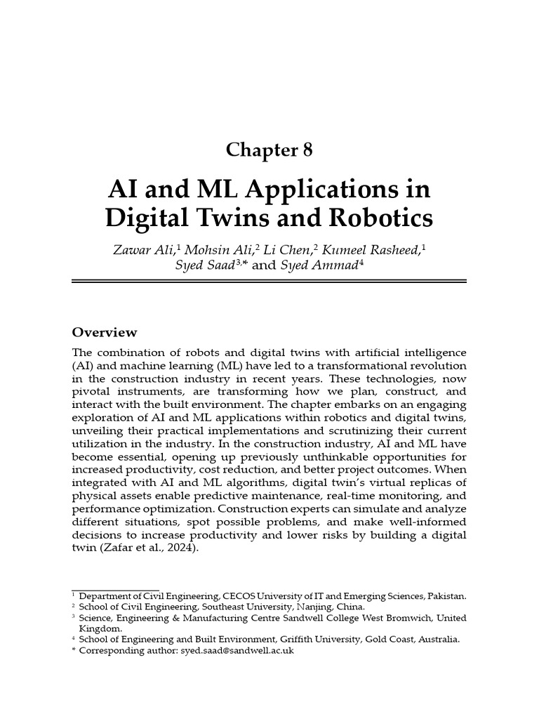 AI & ML in Digital Twins and Robotics | PDF | Intelligence (AI ...