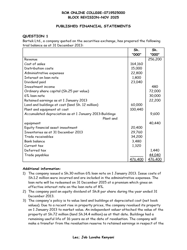 Financial Statements Preparation Guide | PDF | Depreciation | Expense