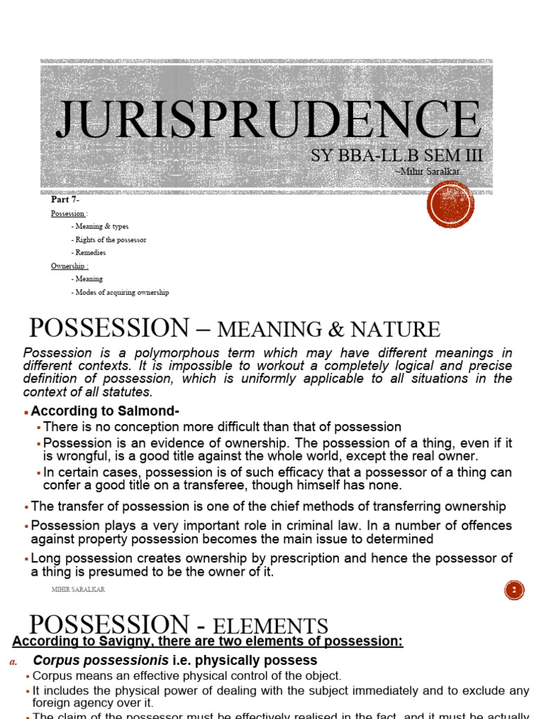 Understanding Possession and Ownership | PDF | Possession (Law) | Ownership