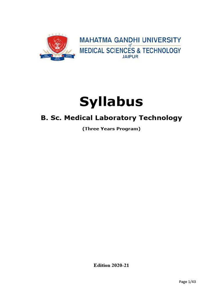 B.Sc. Medical Laboratory Technology Syllabus | PDF | Coagulation | Anemia