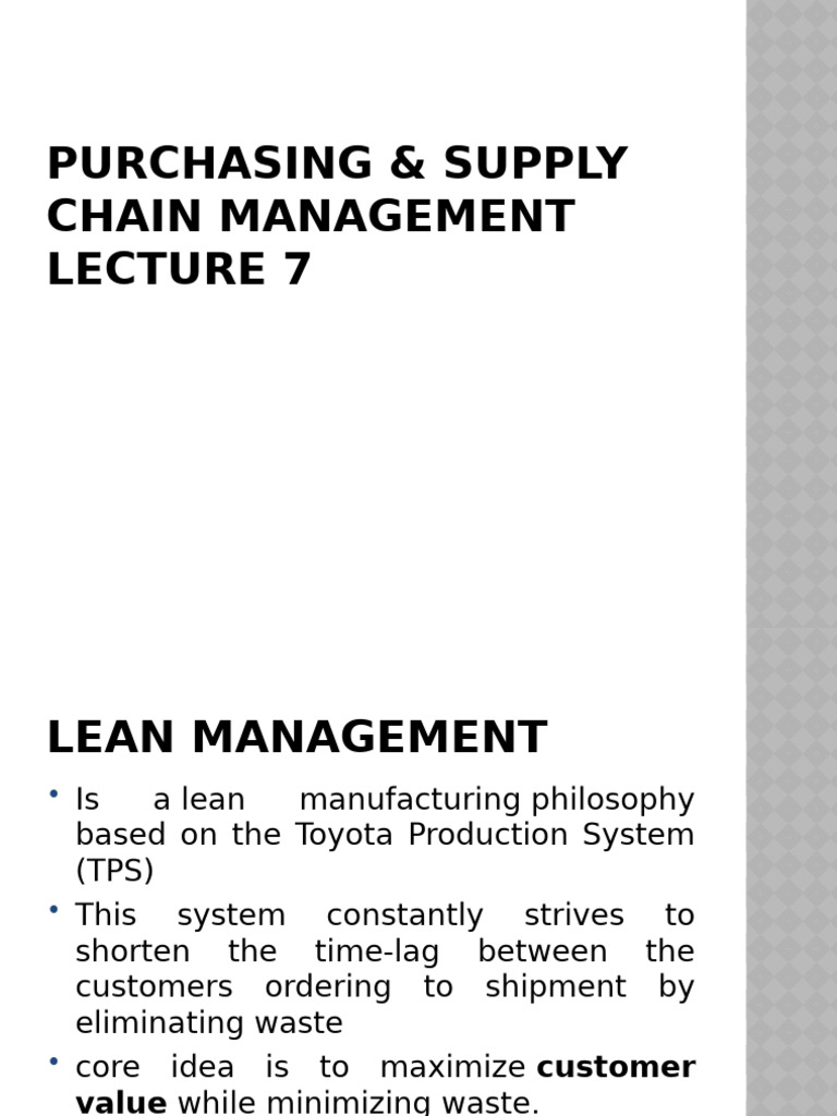 Lean Management in Supply Chain | PDF | Logistics | Lean Manufacturing