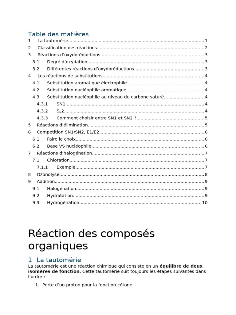 Réactions chimiques : types et mécanismes | PDF | Réaction d ...