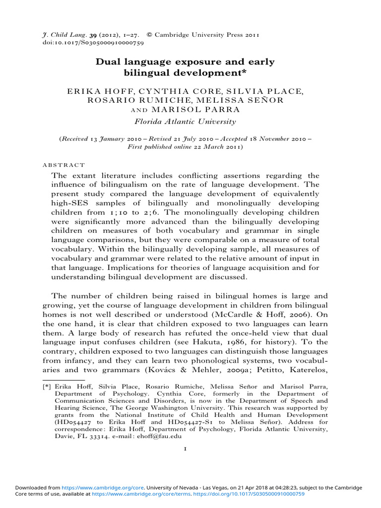 Bilingual Development in Early Childhood | PDF | Multilingualism ...