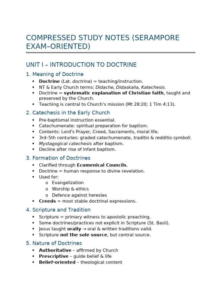 Serampore Exam Study Notes: Doctrine & Authority | PDF | Faith ...