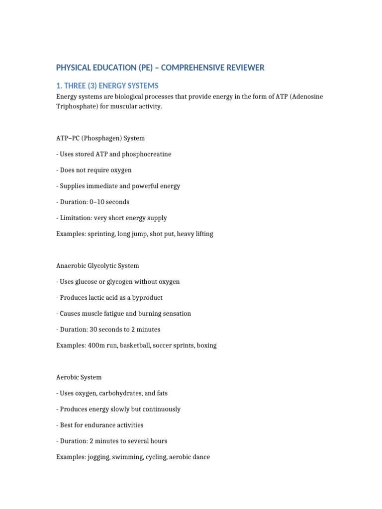 Comprehensive Guide to Physical Education | PDF | Aerobic Exercise ...