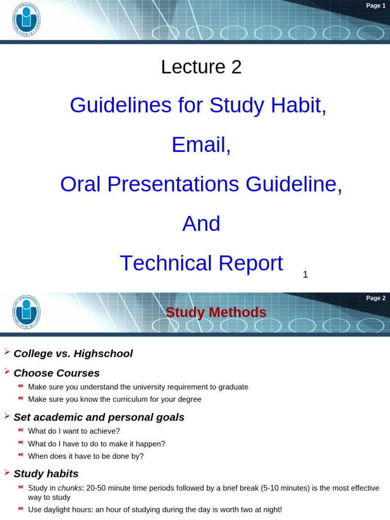 Study Habits and Email Guidelines | PDF