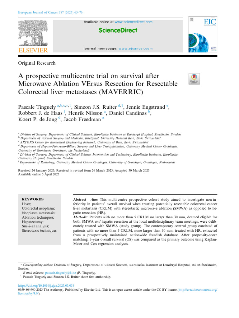 A Prospective Multicentre Trial On Survival After Microwave Ablation ...