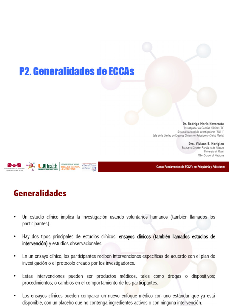 P2 Generalidades ECCAs | PDF | Ensayo clínico | Terapia