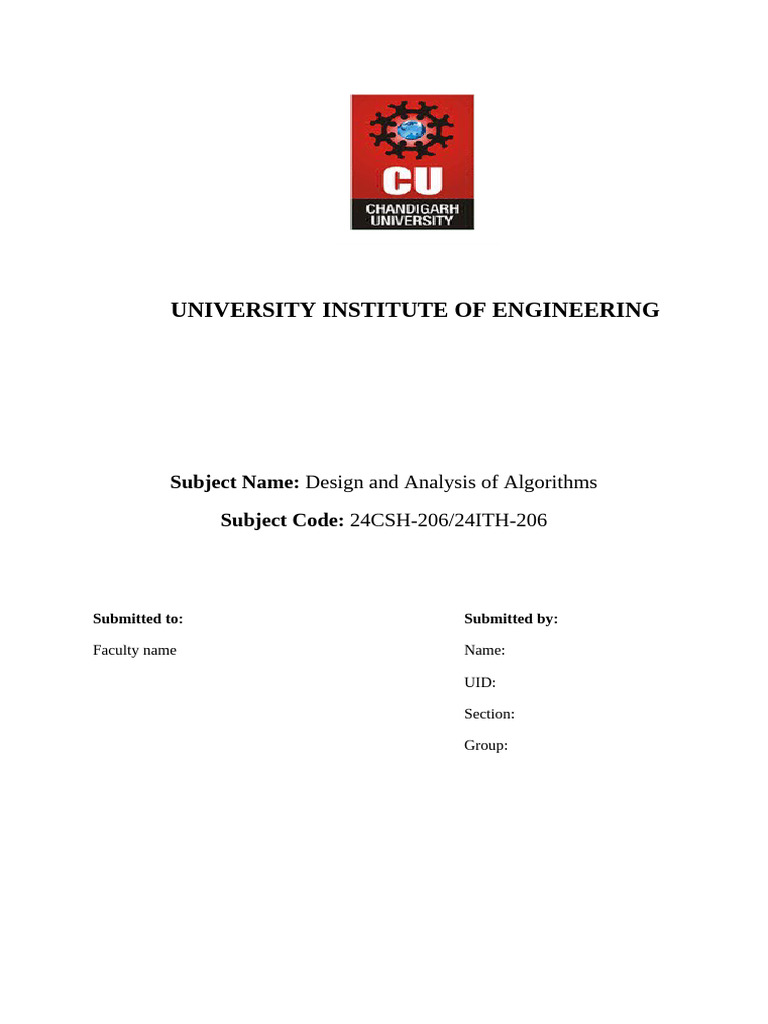 Design and Analysis of Algorithms Lab | PDF