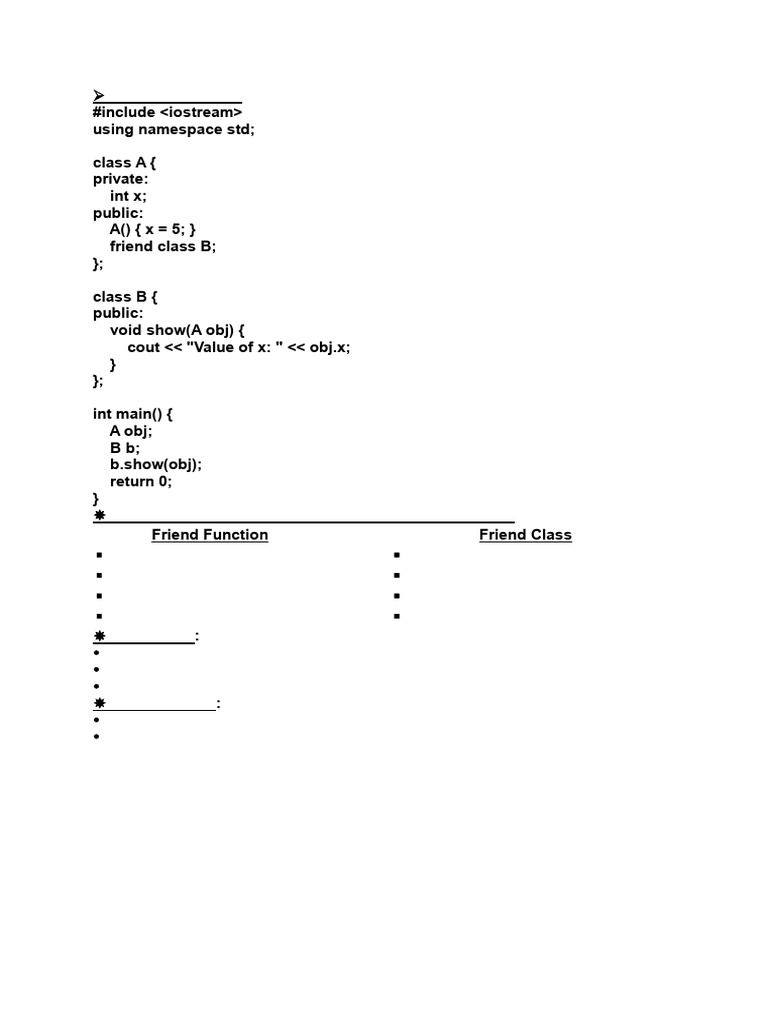 Friend Functions vs. Friend Classes in C++ | PDF