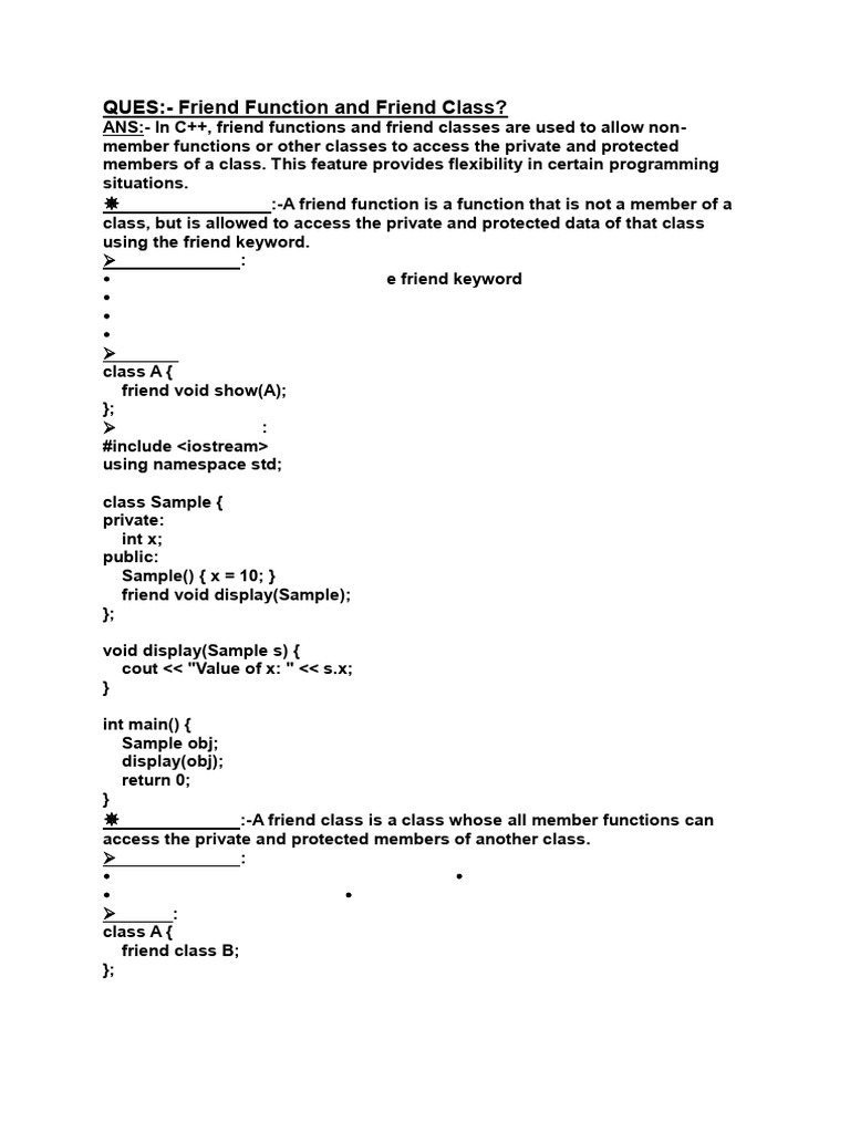 C++ Friend Functions and Classes Explained | PDF