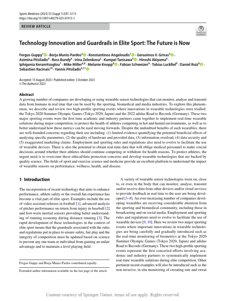 Wearable Tech in Elite Sports Review | PDF | Wearable Technology ...