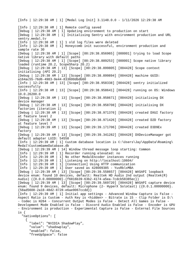 Medal Log Initialization Details | PDF | Keyboard Shortcut | Scope ...