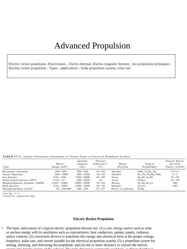Advanced Electric Rocket Propulsion Techniques | PDF | Spacecraft ...