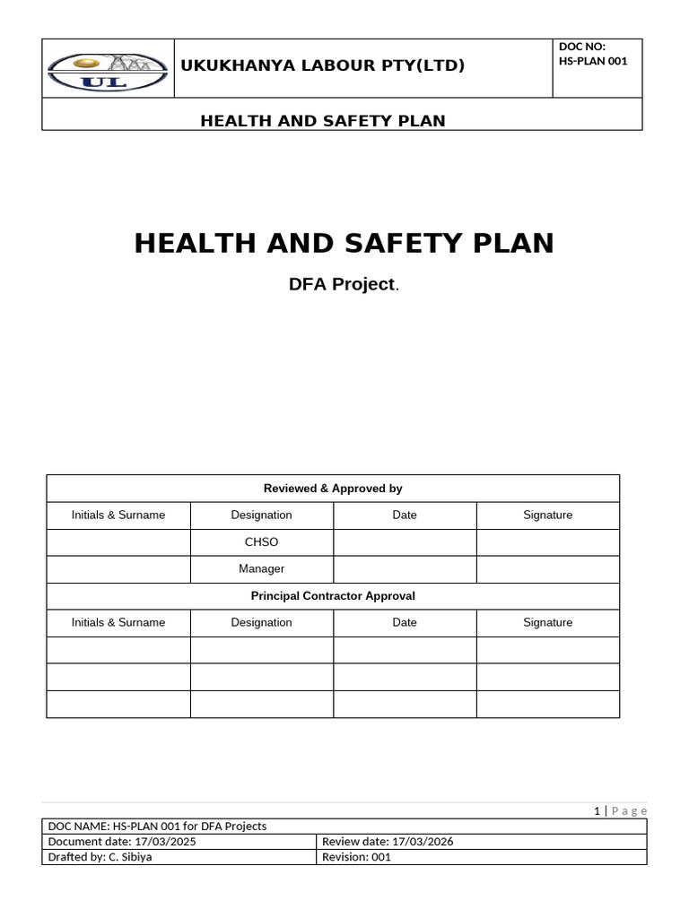 Health and Safety Plan Isando - 104206 | PDF | Risk | Risk Assessment