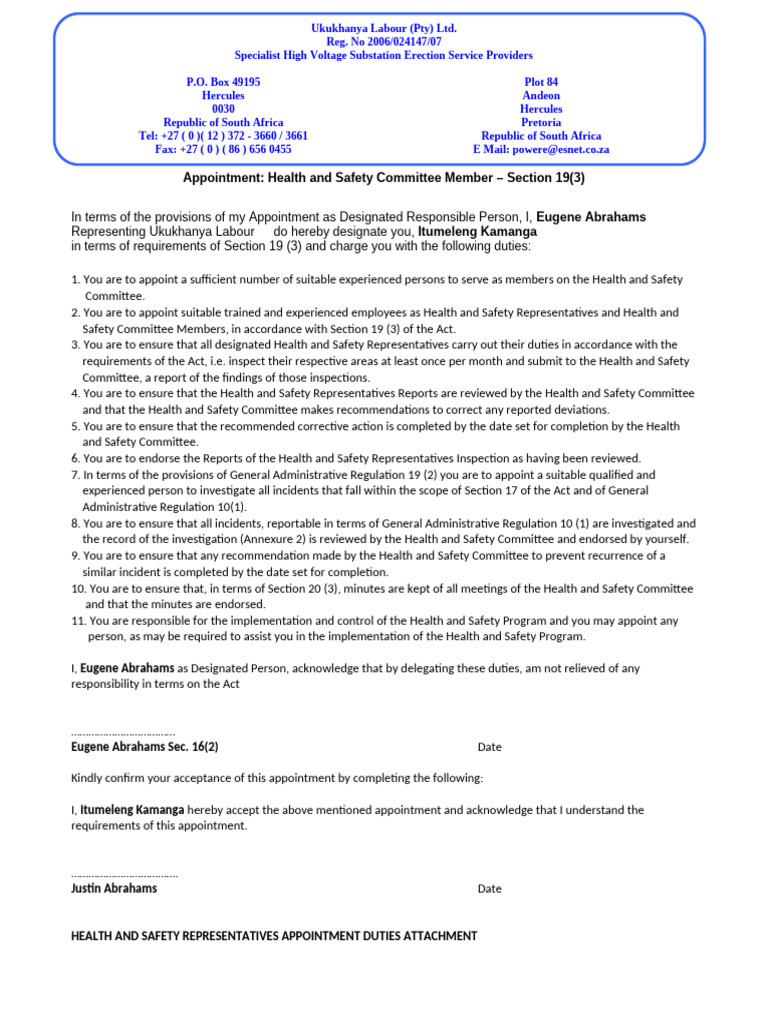 Health and Safety Committee Duties Guide | PDF | Occupational Safety ...