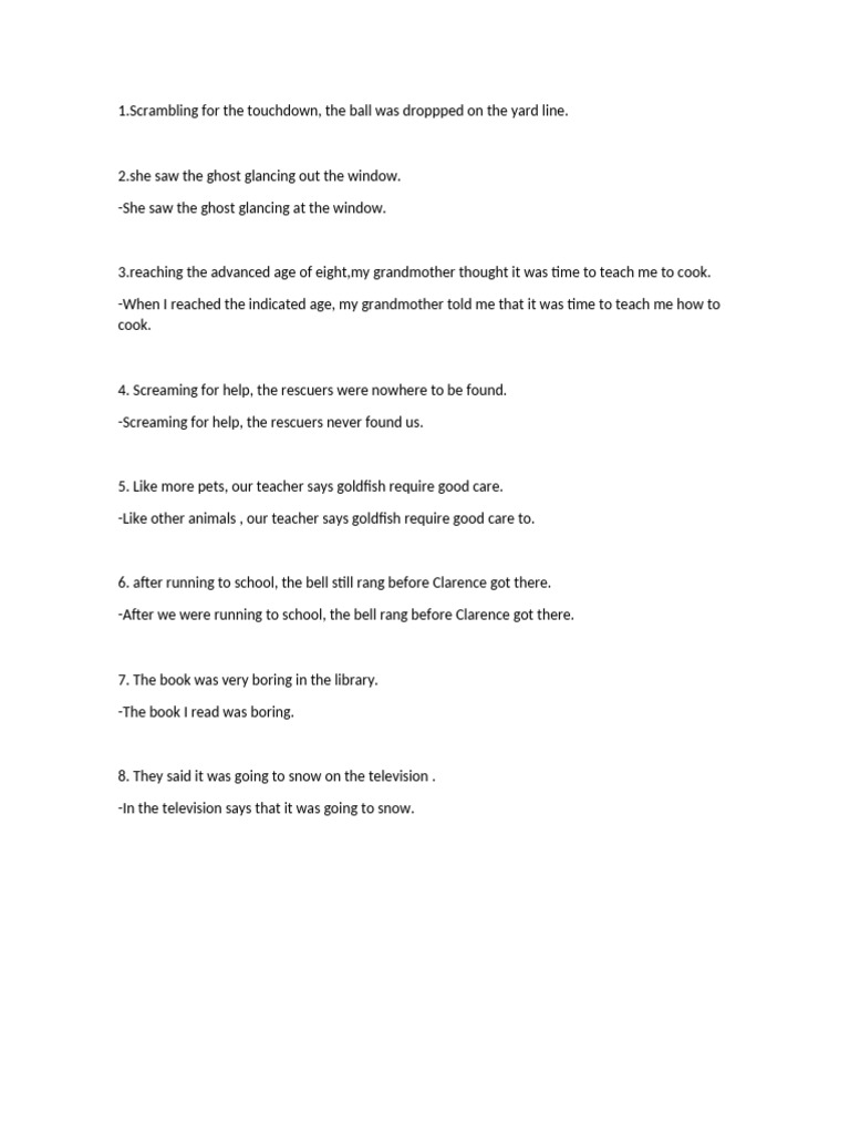 Sentence Correction Examples | PDF