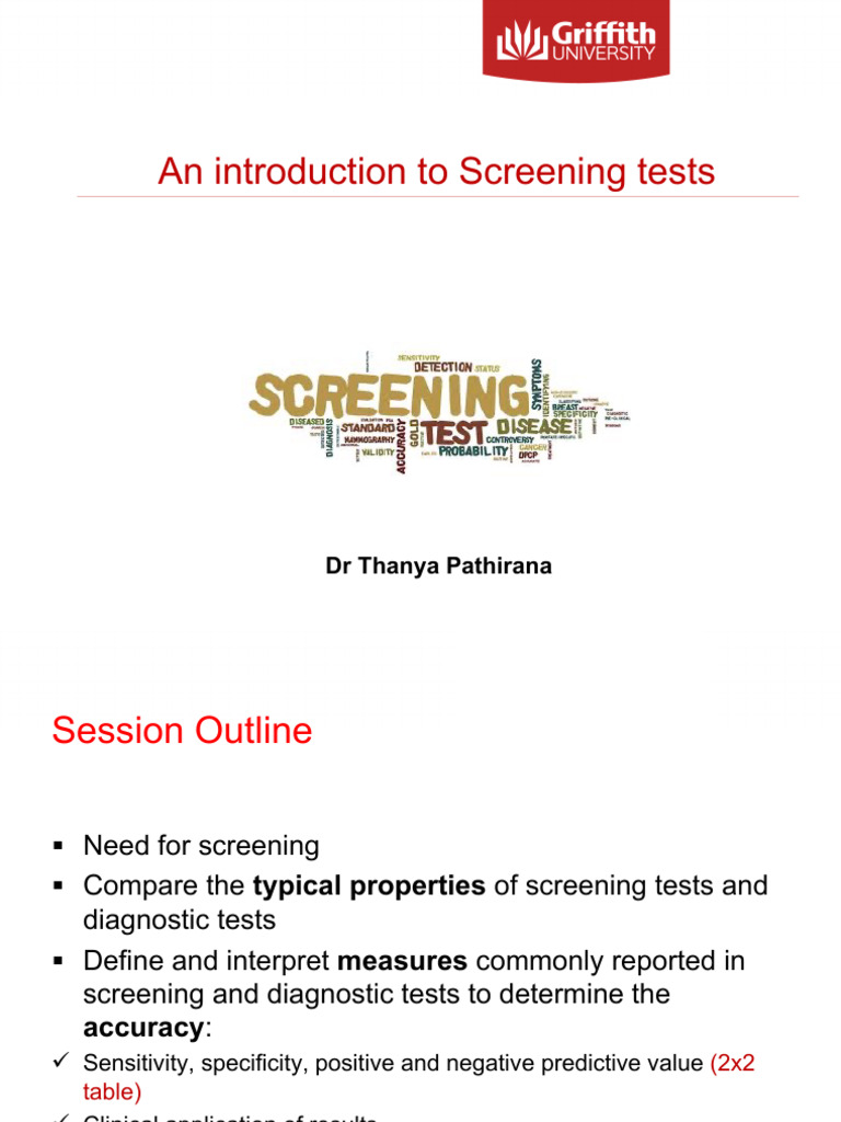 Understanding Screening Tests and Accuracy | PDF | Sensitivity And ...