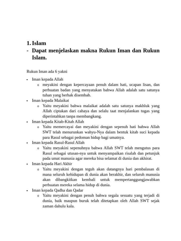 Rukun Iman dan Islam dalam Agama Islam | PDF