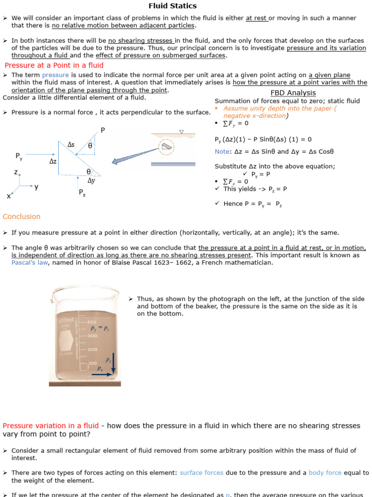 Understanding Fluid Statics and Pressure | PDF | Pressure Measurement ...
