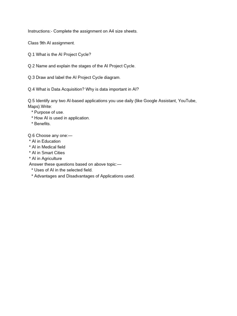 Class 9 AI Assignment Guide | PDF