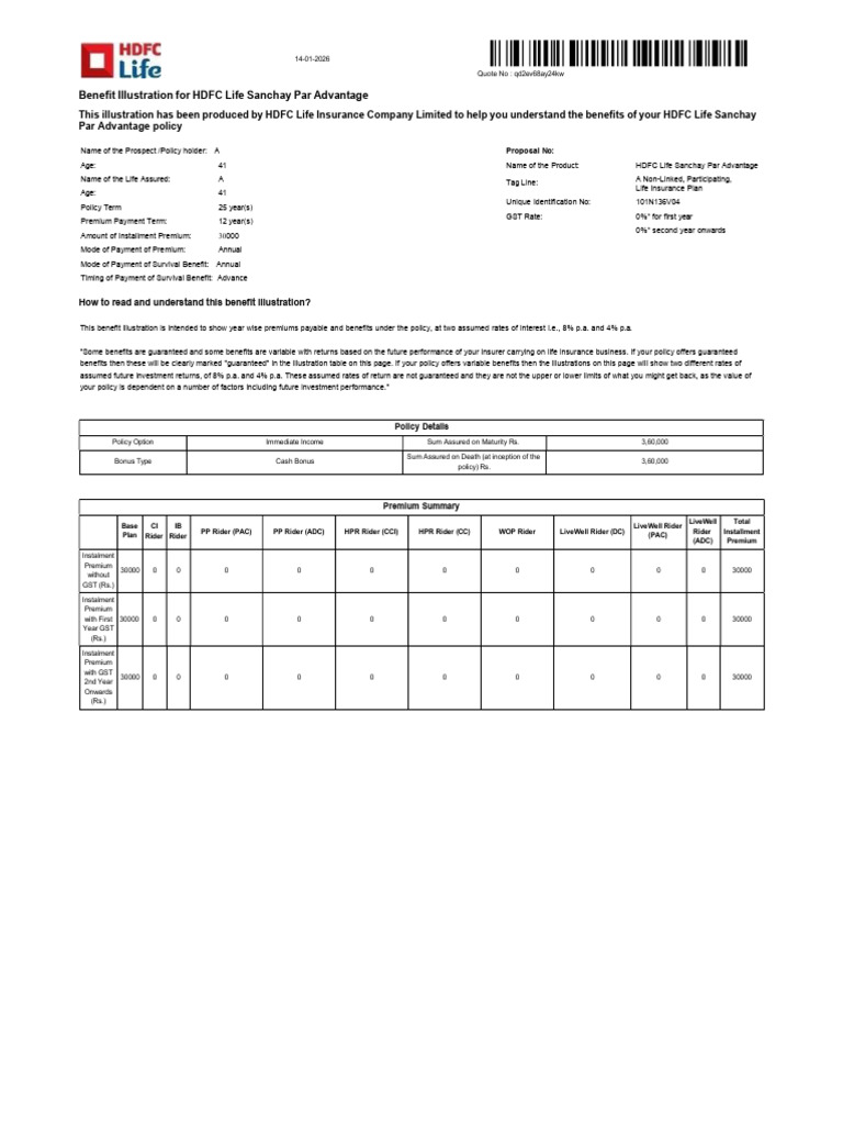 HDFC Life Sanchay Par Advantage Benefits | PDF | Life Insurance | Insurance