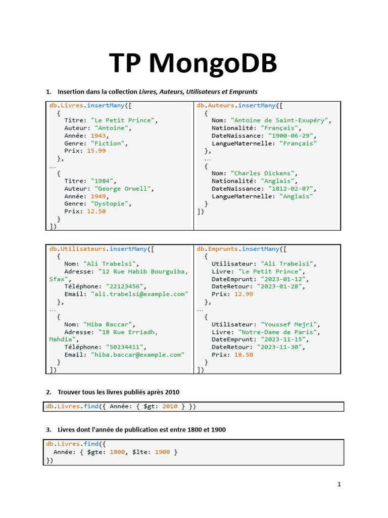 Gestion de livres et emprunts MongoDB | PDF | Échecs | Théorie (échecs)