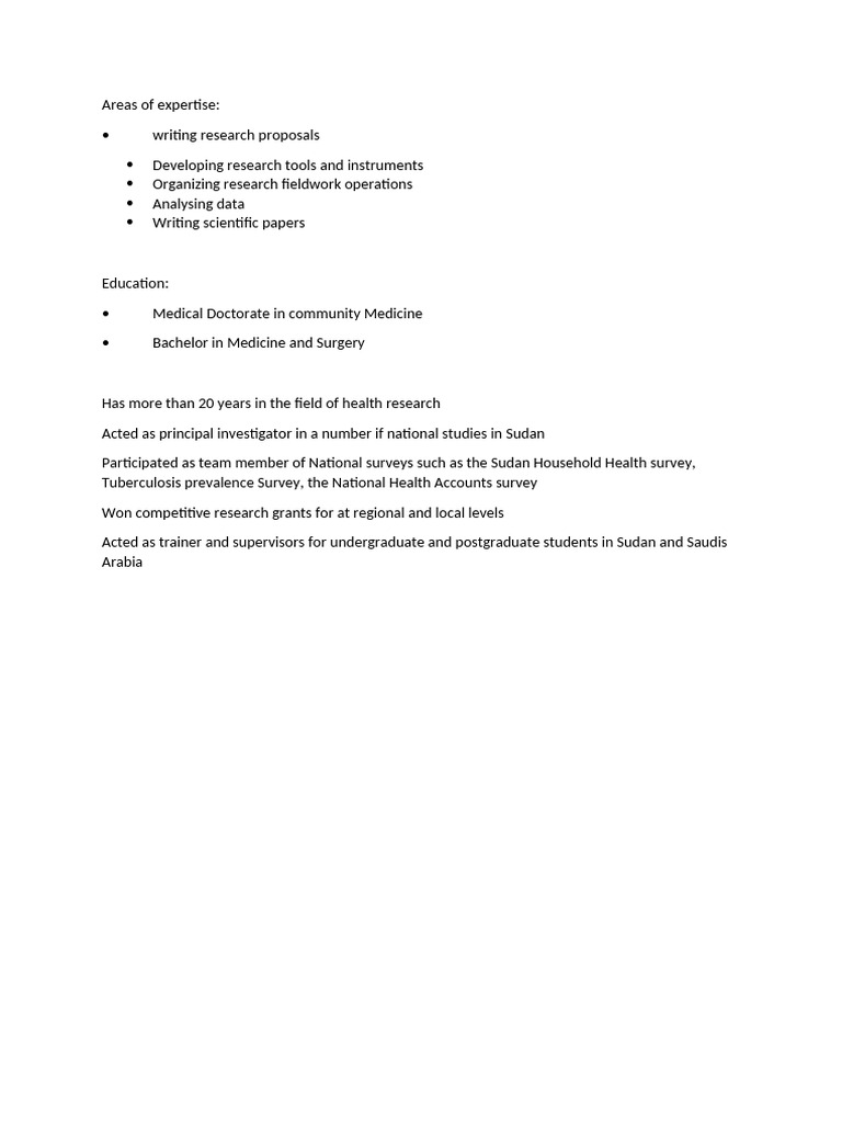 Health Research Expertise and Experience | PDF