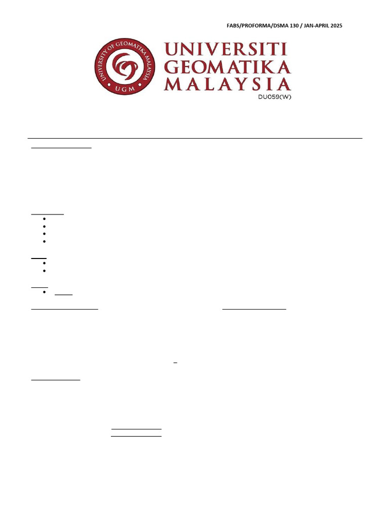 Proforma DSMA 130 | PDF | Equations | Algebra