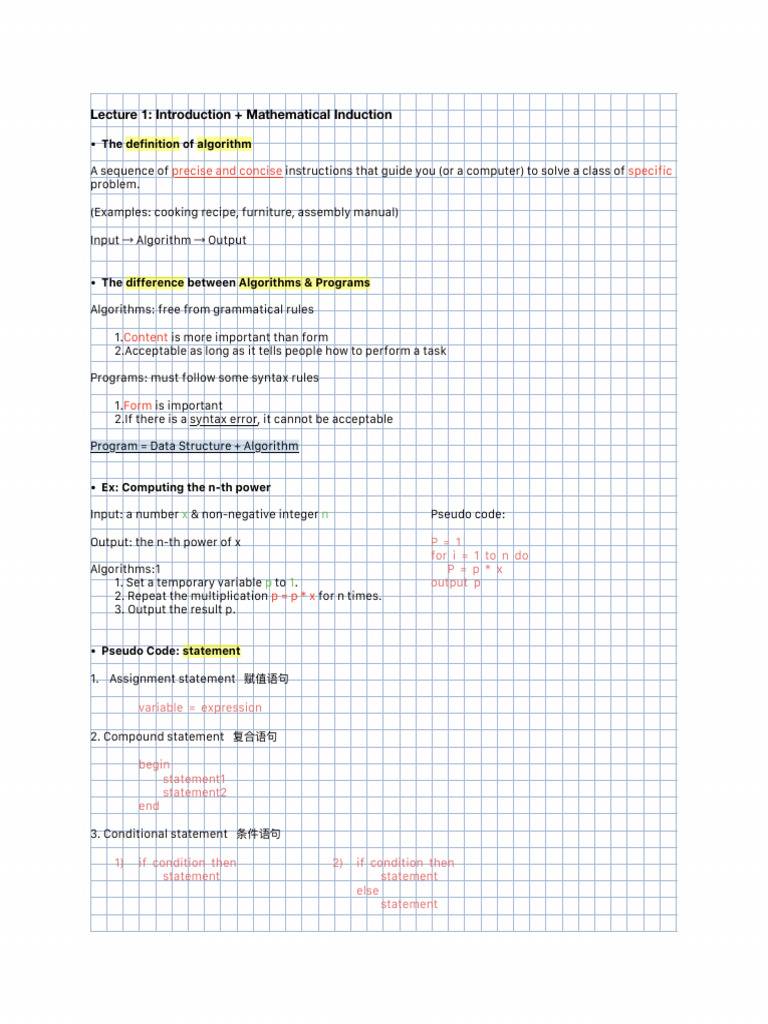 Introduction to Algorithms and Induction | PDF | Applied Mathematics ...