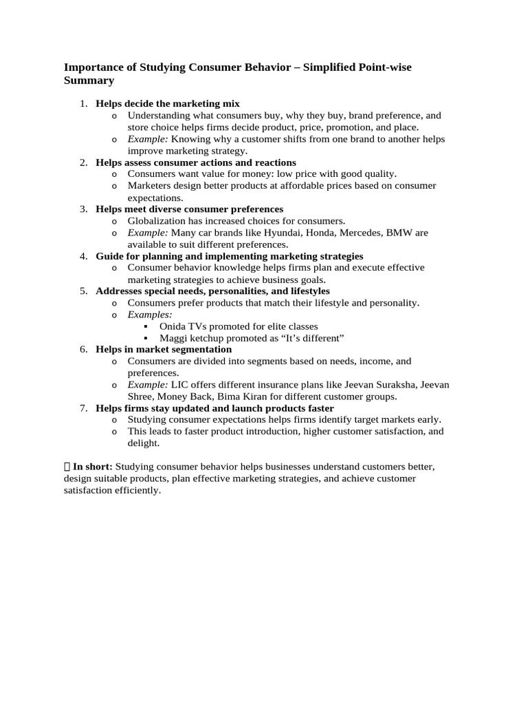 Benefits of Studying Consumer Behavior | PDF