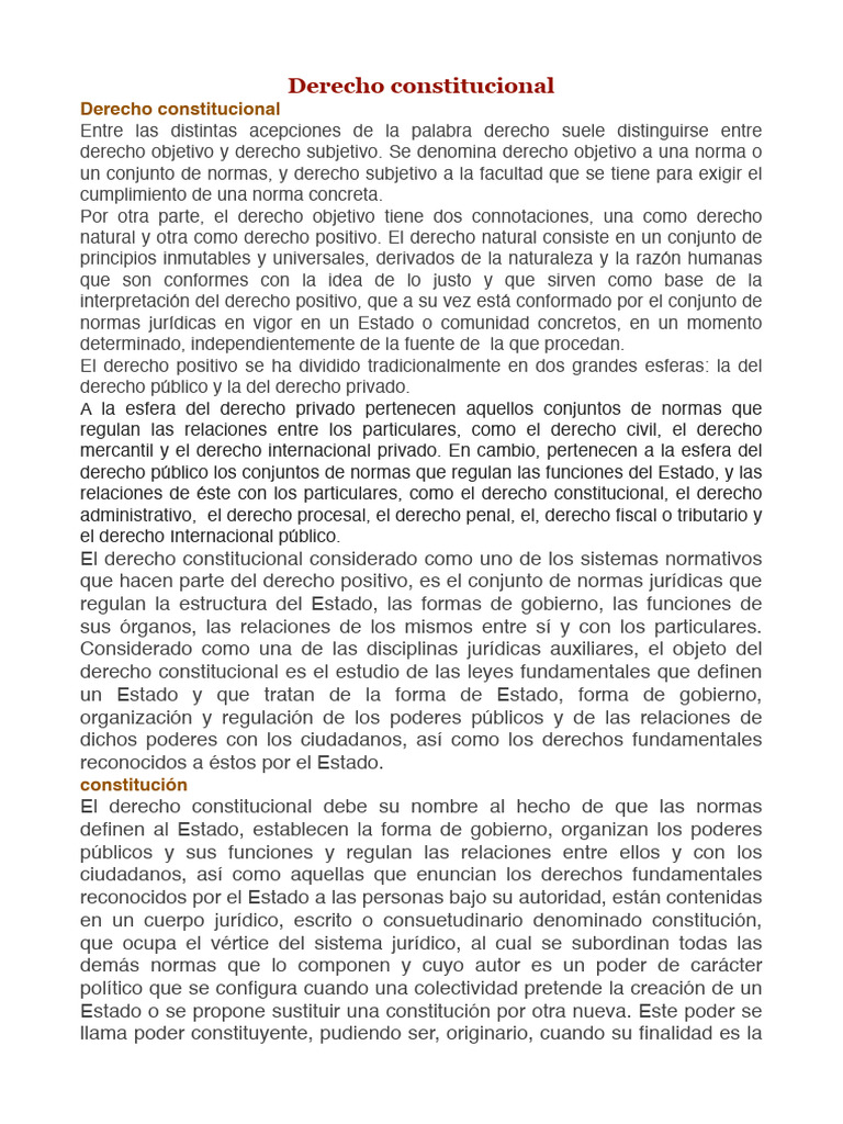 Apuntes Derecho Constitucional Primera Parte | PDF | Constitución | Ley ...