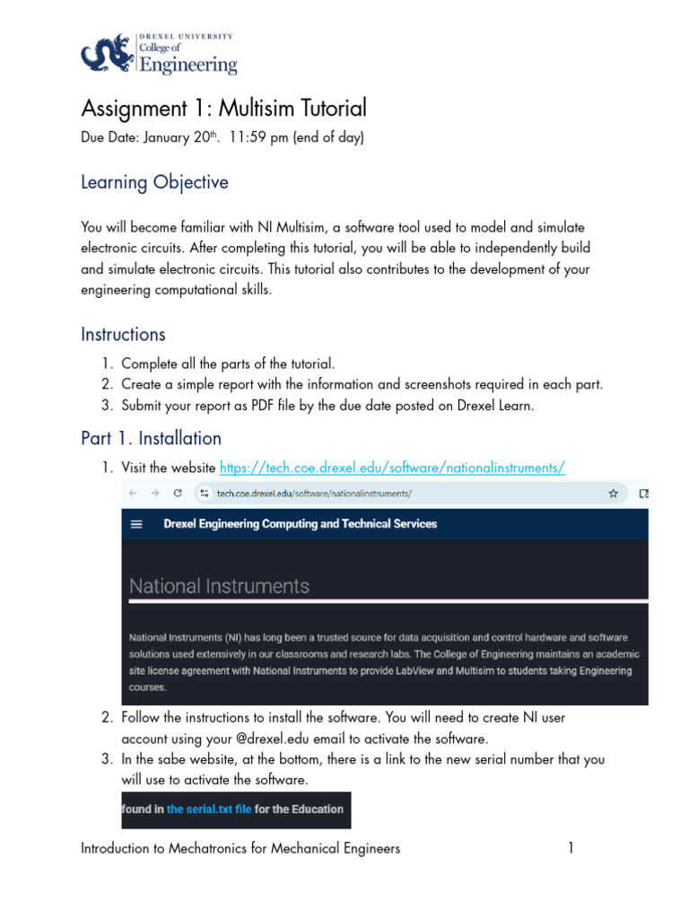 Assignment 1 - Multisim Tutorial | PDF | Electrical Network | Voltage