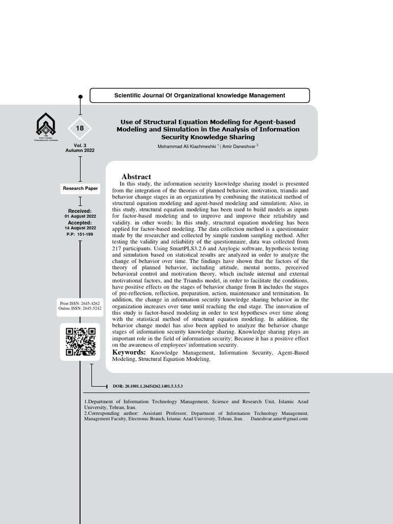 Use of Structural Equation Modeling For | PDF