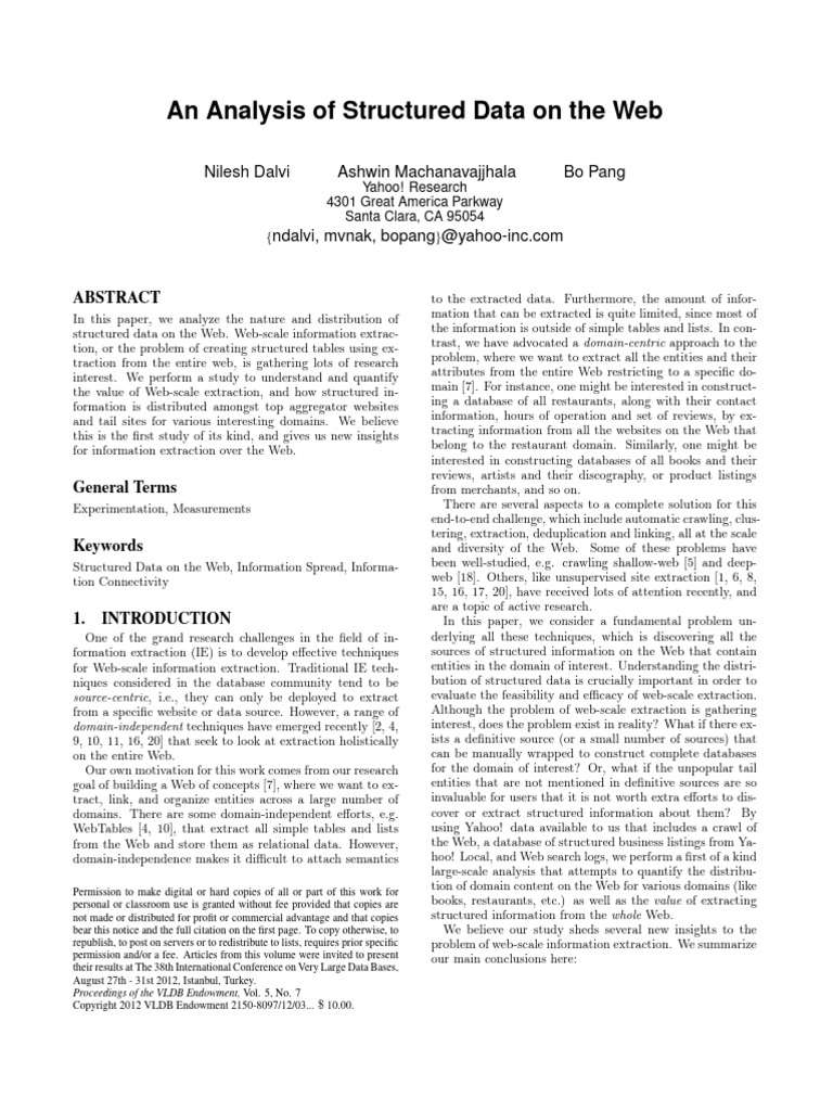 Analysis of Web Structured Data Distribution | PDF | Databases | World ...